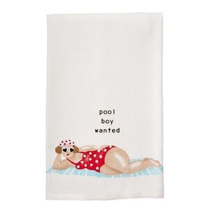 Pool Boy Wanted Towel with Retro Design Curvy Girl Beach Pinup